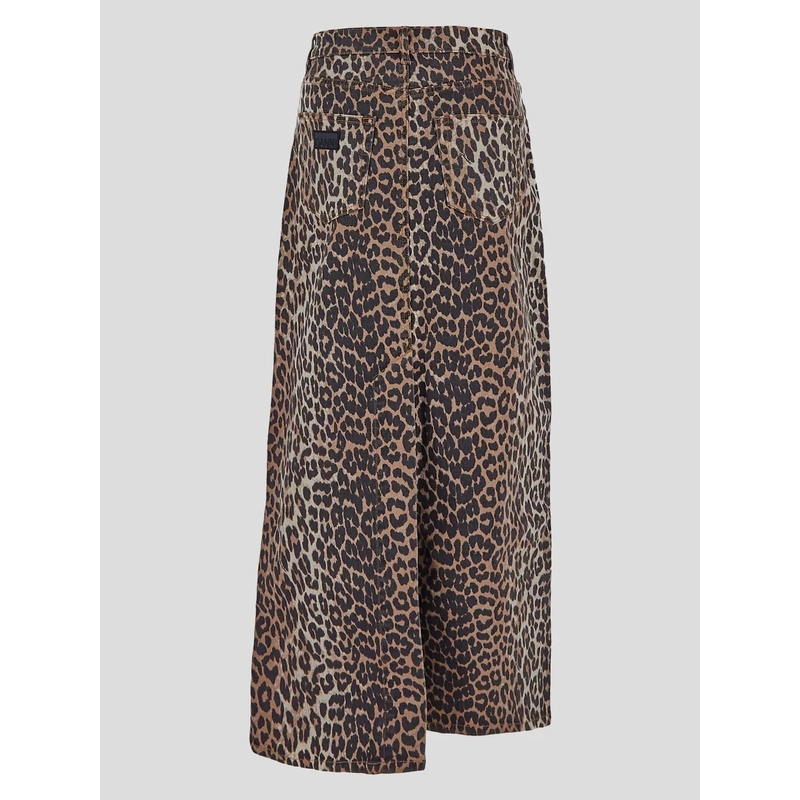 GANNI Maxirock Long Denim Skirt With Leopard Print mehrfarbig(Image 3)