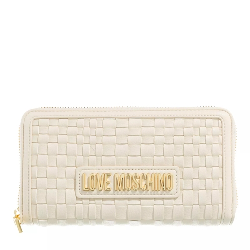 Love Moschino Slg Woven Ecru Portemonnaie mit Zip-Around-Reißverschluss