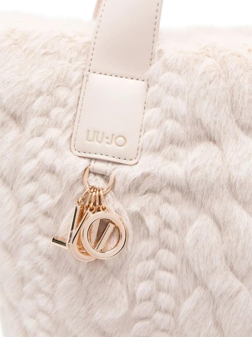 Thumbnail - LIU JO Shopper & Totes - Plush Cable-Knit Tote Handbag With Zip Closure - Gr. unisize - in Beige - für Damen
