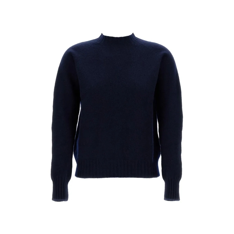 Drumohr Pull Crewneck Wool Sweater With Ribbed Cuffs Blue