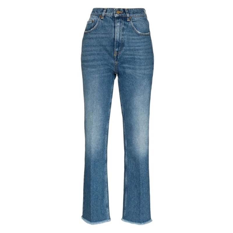 Golden Goose Jeans High-Waisted Blue Cotton Blend Trousers Blue