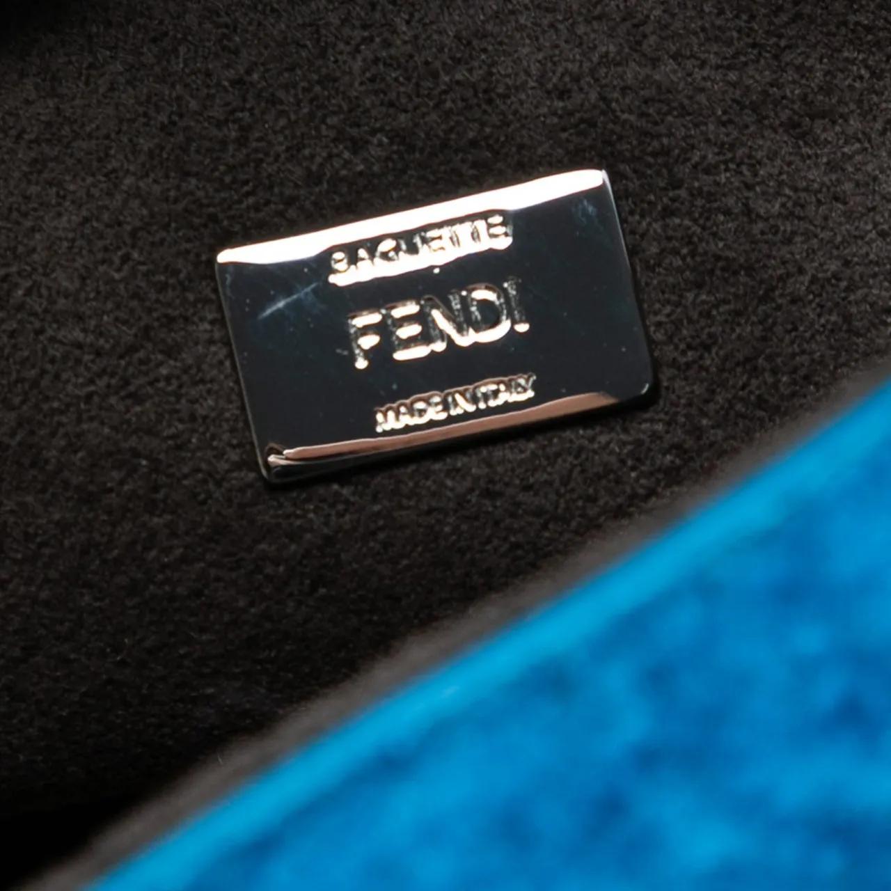 Thumbnail - Fendi Hobo Bags - Micro Bicolor Shearling Baguette Satchel - Gr. unisize - in Blau - für Damen