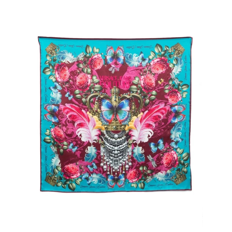 Versace Jeans Couture Écharpe légère Ornate Silk Scarf With Design Pink