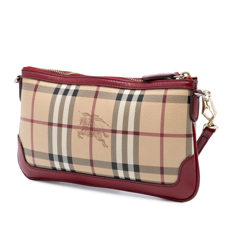 Burberry Schultertasche Haymarket Check Coated Canvas Peyton Crossbody braun