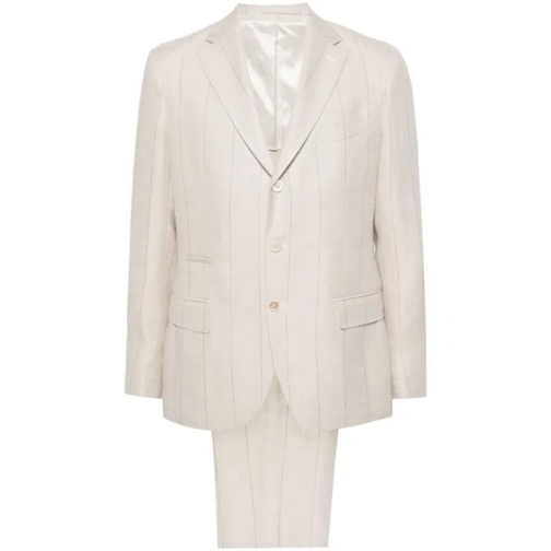 Eleventy Beige Pinstripe Linen-Blend Suit Neutrals 