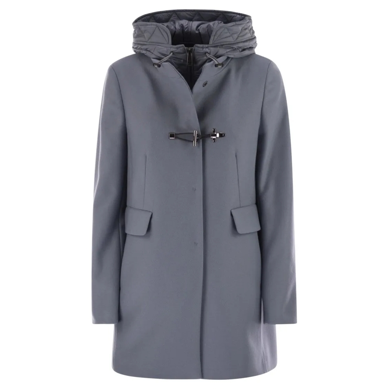 Fay Parka Toggle Coat In Wool Cloth Grey
