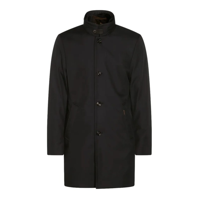 Moorer Bontjassen Tailored Black Coat With High Collar Black