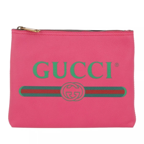 Gucci Gucci Print Leather Wallet Small Pink Clutch