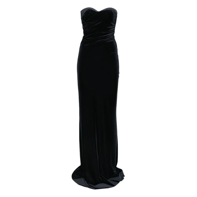 Amazuin Robe de soirée Strapless Fitted Evening Dress With Ruched Bodice Black