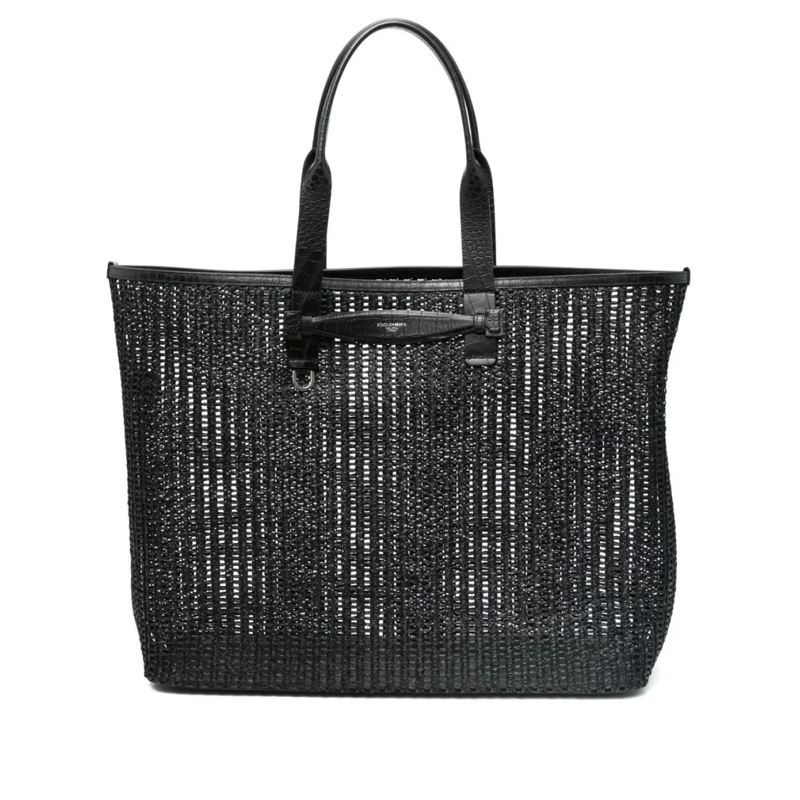 Dolce&Gabbana Fourre-tout Woven Design Bag With Versatile Carrying Options Black