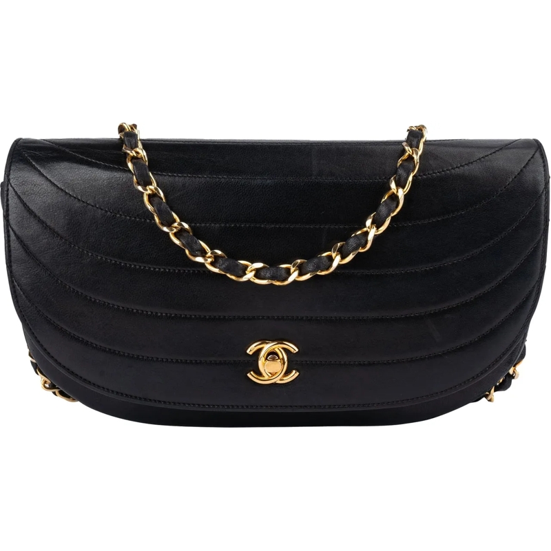 Chanel Tote Chanel Stitching Lambskin 24K Gold Halfmoon Single schwarz