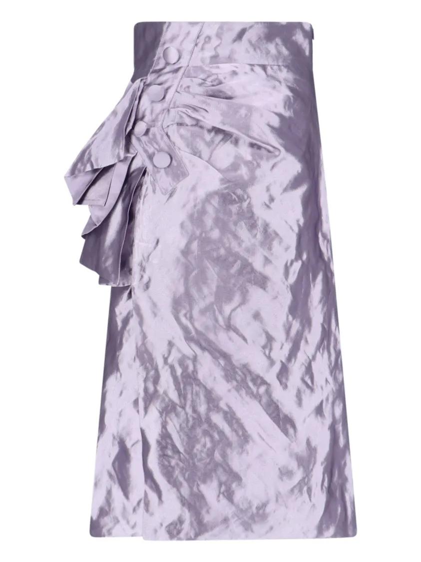 Thumbnail - Maison Margiela - Draped Midi Skirt In Metallic Purple - Größe 40 - lila