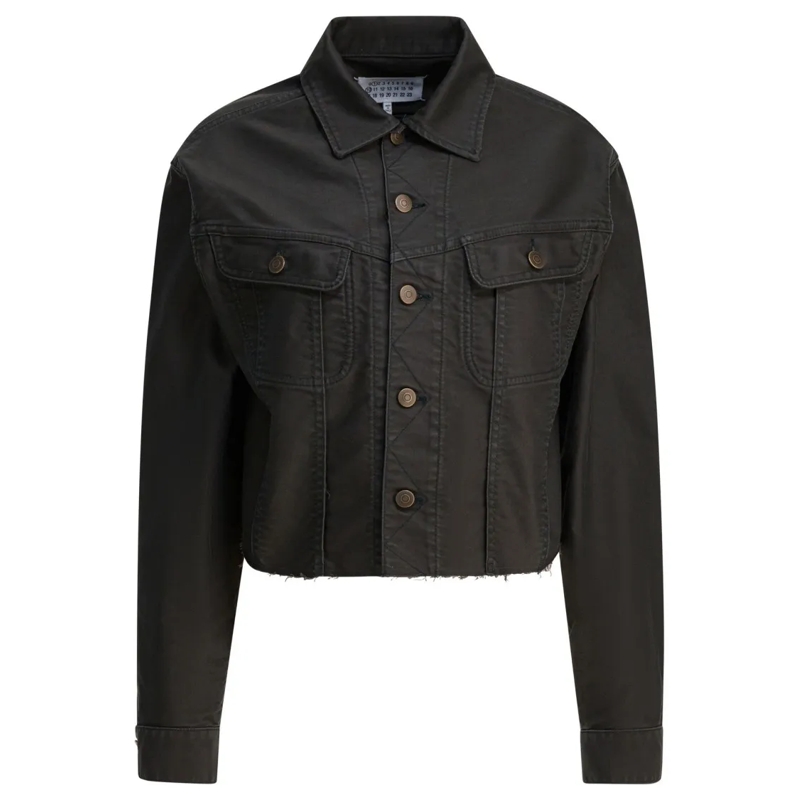 Maison Margiela Jeansjacke Cropped Denim Jacket With Classic Collar Black