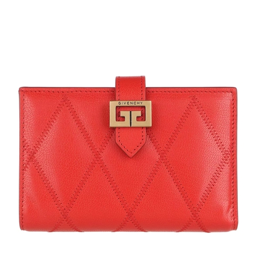 Givenchy Diamond Quilted Wallet Leather Light Red Portafoglio con patta