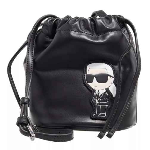 Karl Lagerfeld Ikonik Leather Small Bucket Black Bucket Bag