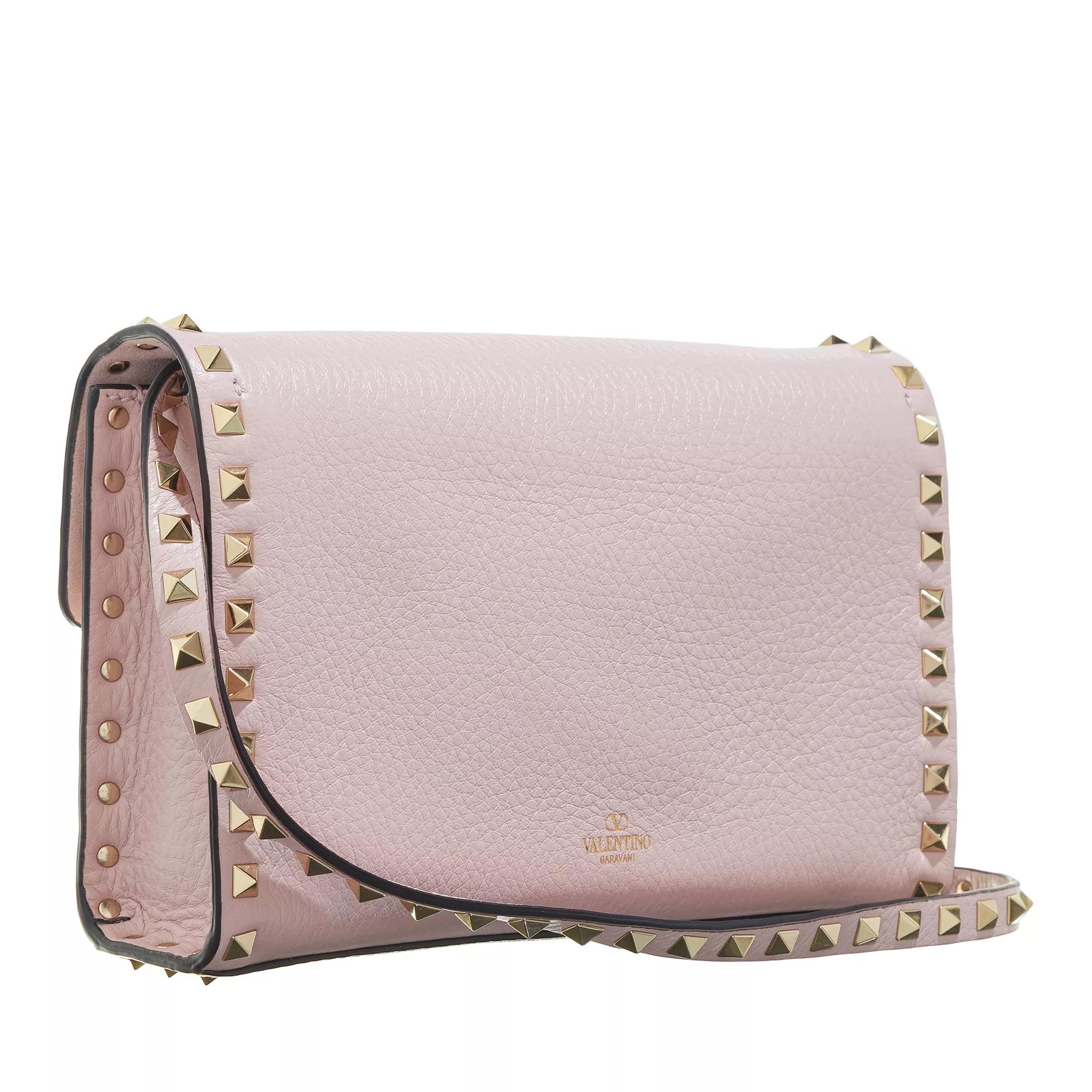 Valentino Garavani Crossbody bags Rockstud Small Grainy Leather Crossbody Bag in poeder roze