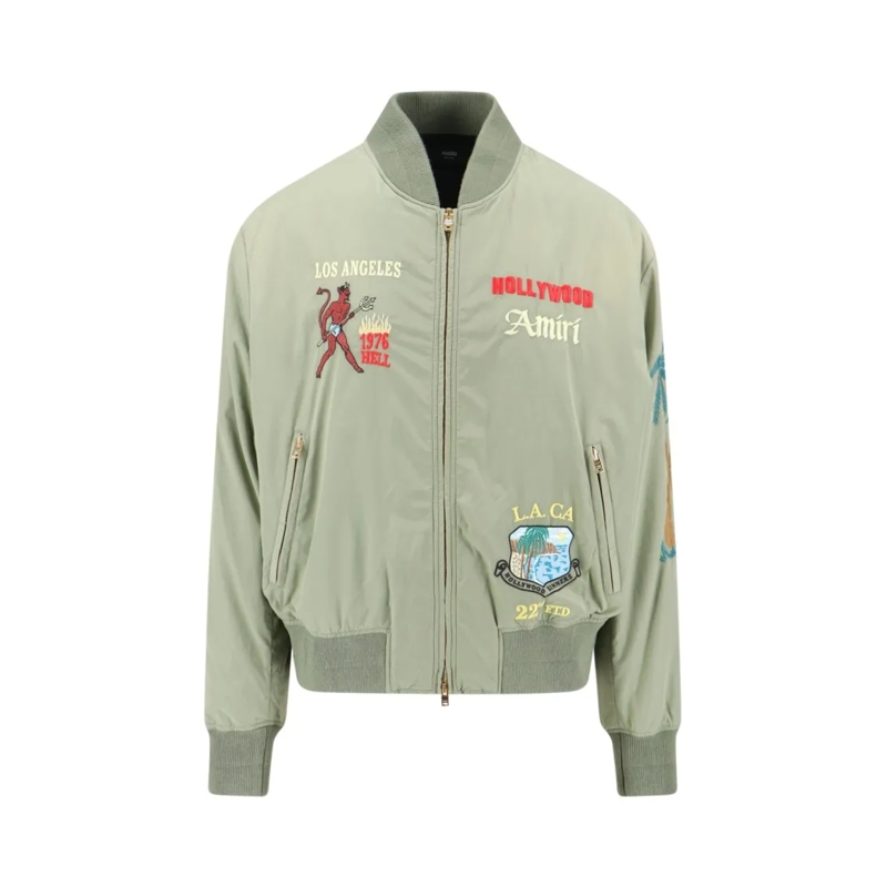 Amiri Bomberjacke Embroidered Casual Jacket With Colorful Patches Green