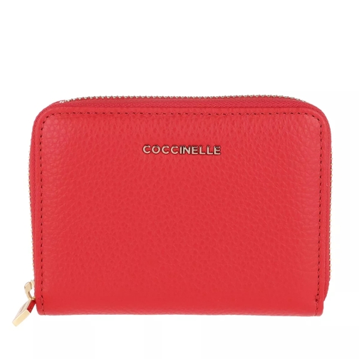 Coccinelle Metallic Soft Wallet Polish Red Portemonnaie mit Zip-Around-Reißverschluss
