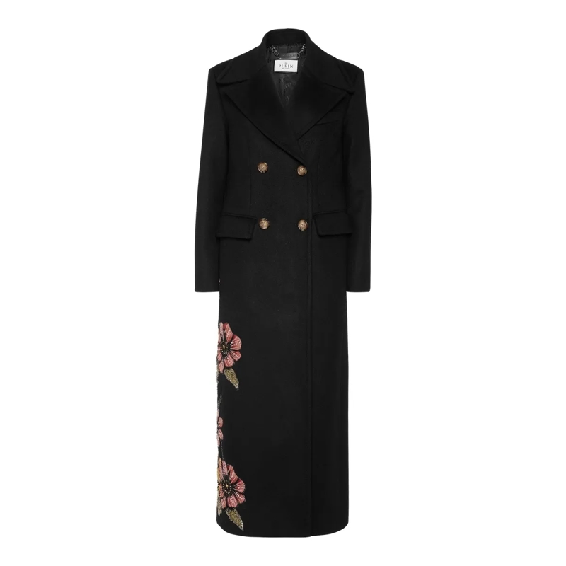 Philipp Plein Wintermantel Coat Long schwarz