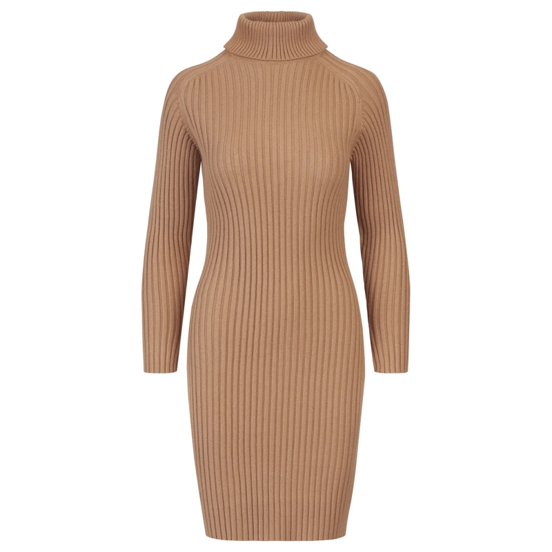 Apart Strickkleid Rippenstrickkleid braun