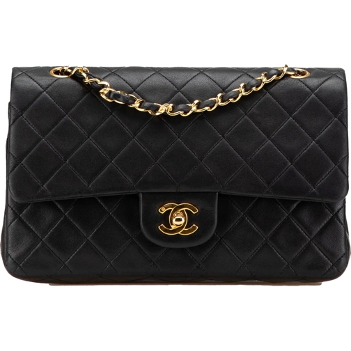 Chanel Sac à bandoulière 1989-1991 Medium Classic Lambskin Double Flap schwarz