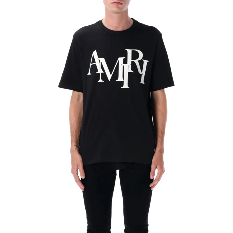 Amiri T-shirt Black Staggered Logo T-Shirt Black