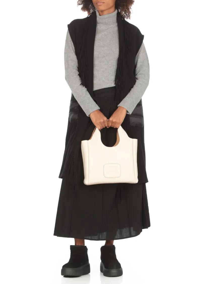 Hogan Hobo bags Ivory Pebbled Leather Shoulder Bag in beige