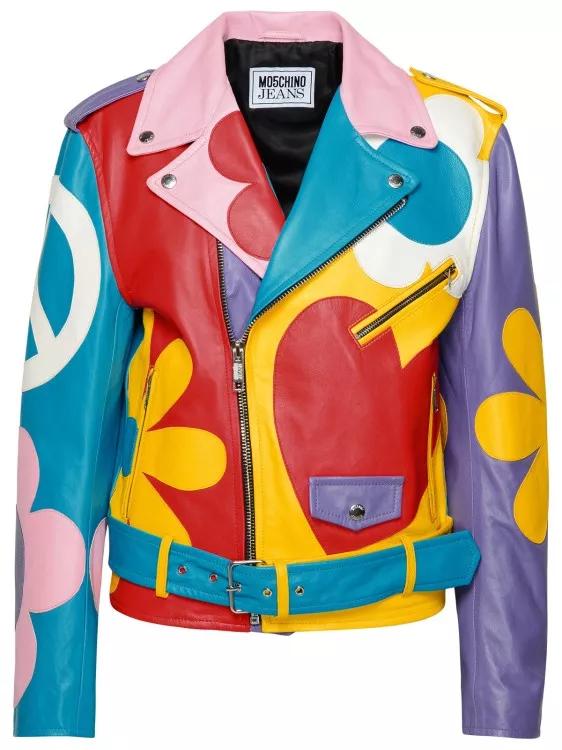 Moschino - Multicolor Sheepskin Biker Jacket - Größe 40 - multi