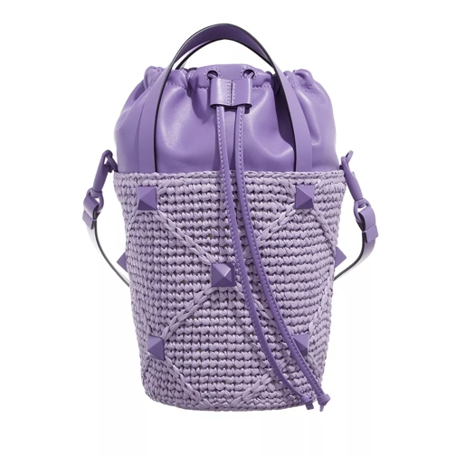 Valentino Garavani Roman Stud Bucket Bag Purple Bucket Bag