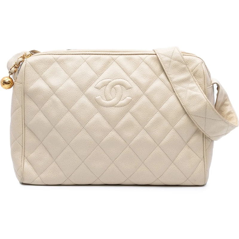 Chanel Sac à bandoulière CC Quilted Caviar Crossbody weiß
