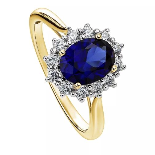 Created Brilliance The Cate Yellow Gold, Created Sapphire and Diamond Yellow Gold Cocktailring