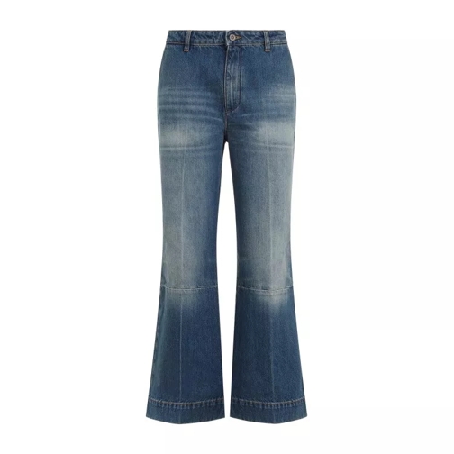 Victoria Beckham Cropped Kick Indigo Cotton Jeans Blue 