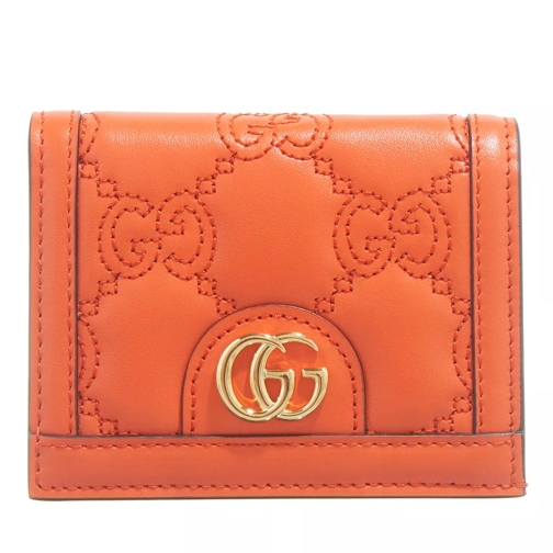 Gucci GG Matel Leather Card Case Deep Orange Bi-Fold Portemonnee