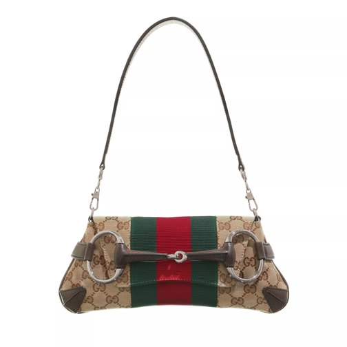 Gucci Horsebit Chain Small Shoulder Bag Beige and Ebony Schoudertas