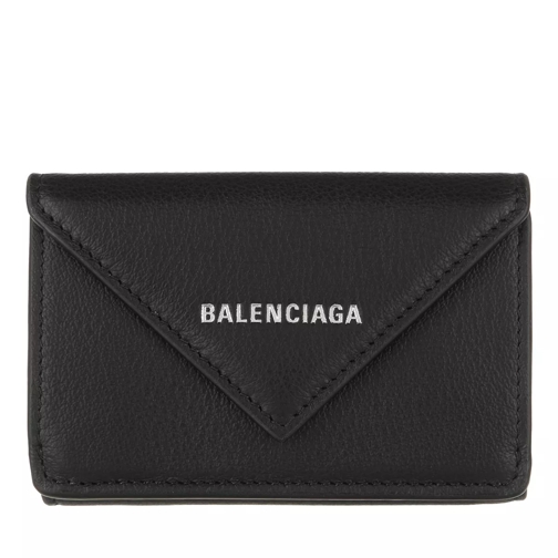 Balenciaga Mini Paper Wallet Calfskin Black Tri-Fold Portemonnaie