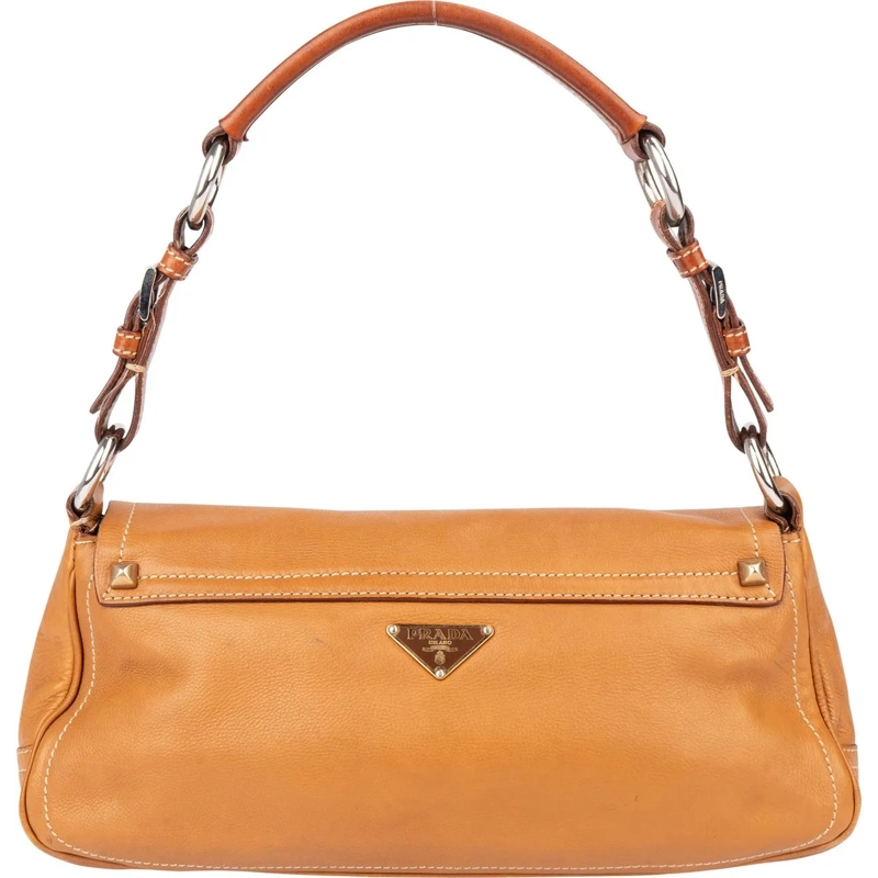 Prada Schultertasche Prada Brown Leather Triangle Baguette Shoulder Bag braun