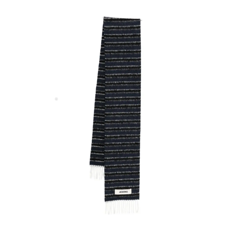 Jacquemus Écharpe légère Horizontal Stripes Alpaca And Virgin Wool Scarf Black