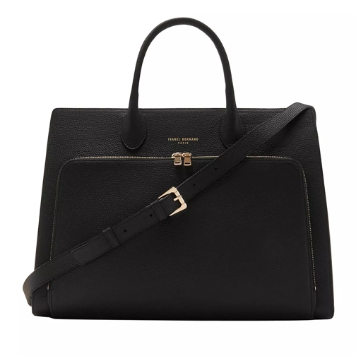 Isabel Bernard Honoré Nadine Black Calfskin Leather Handbag Rymlig shoppingväska