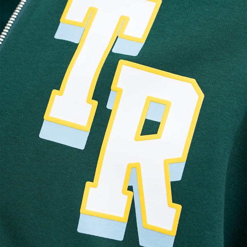 True Religion  - Zip-Hoodie- Varsity-Stil- Logo Print auf Rücks grün(Image 5)