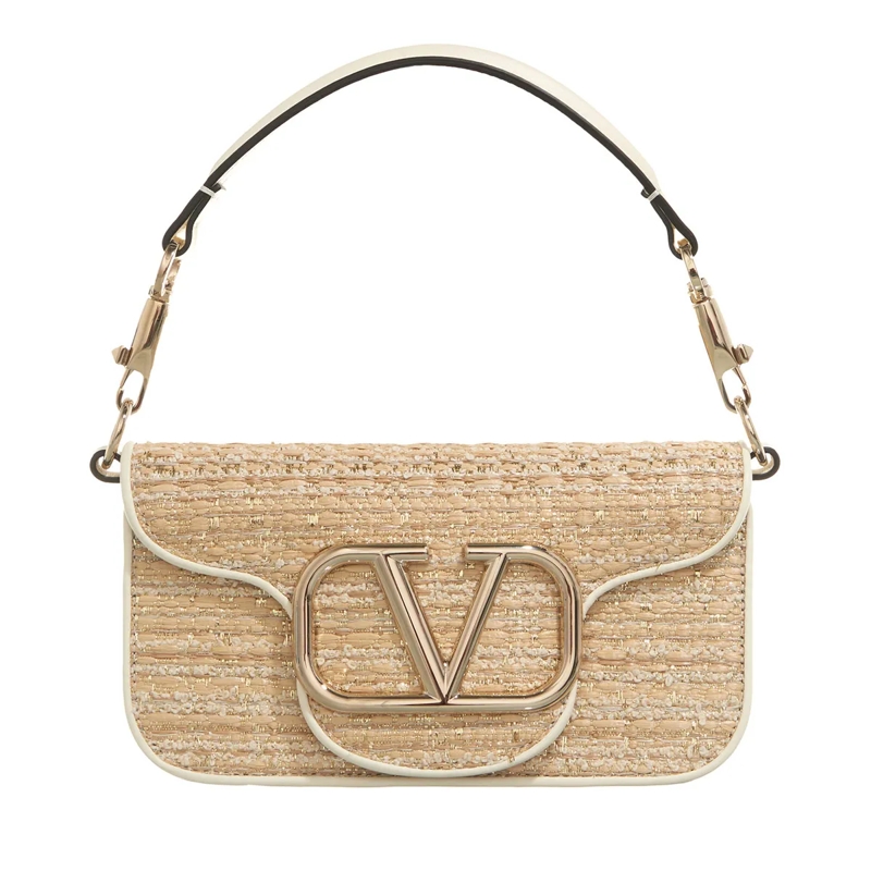Valentino Garavani Schultertasche Small Shoulder Bag Bianco-Oro/Ivory