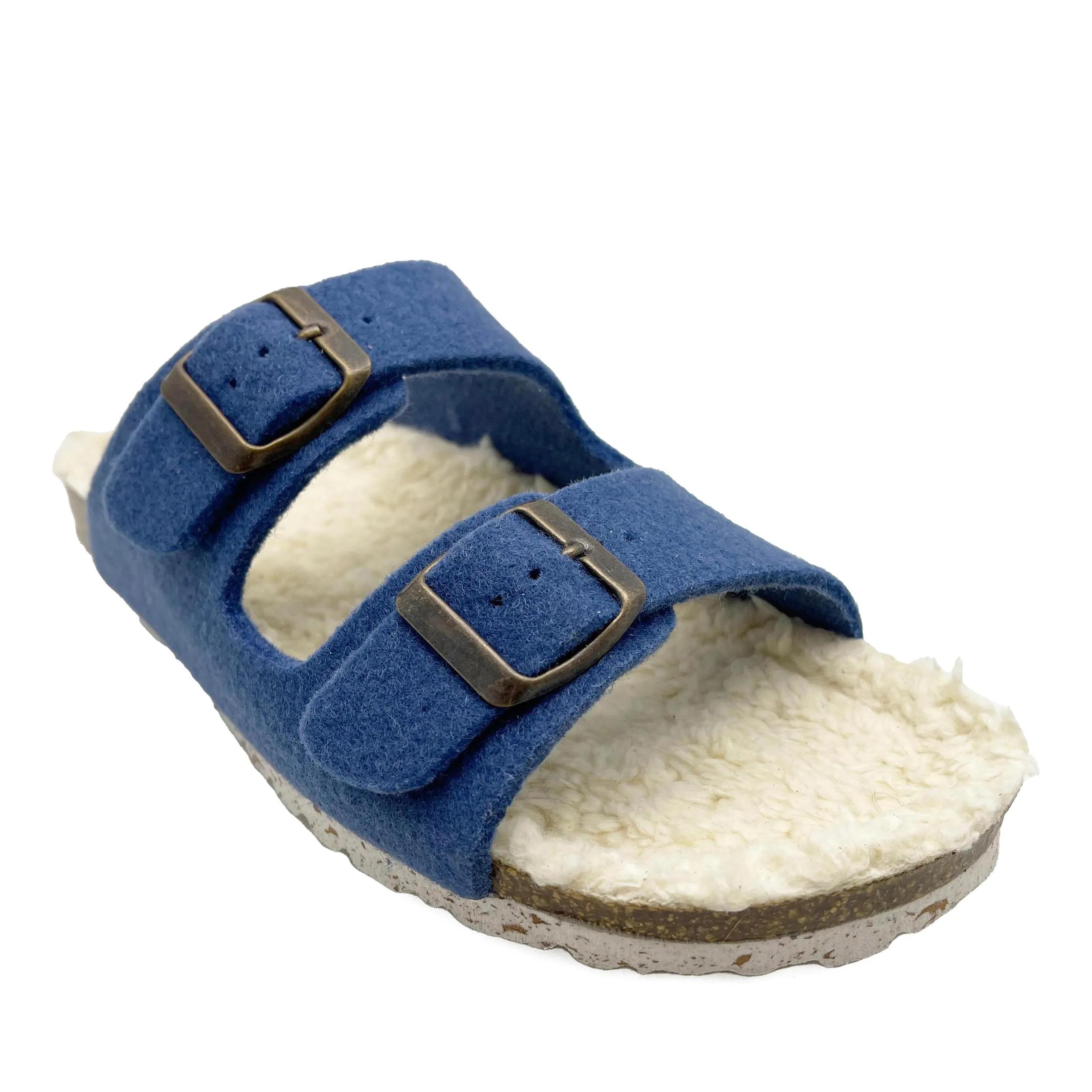 thies Sneakers - thies 1856 ® Recycled Plush PET Bio Sandal vegan o - Gr. 37 (EU) - in Blau - für Damen