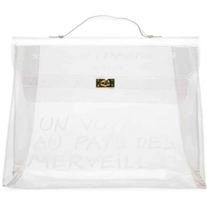 Hermès Tote Vinyl Souvenir De L Exposition Kelly Handbag weiß