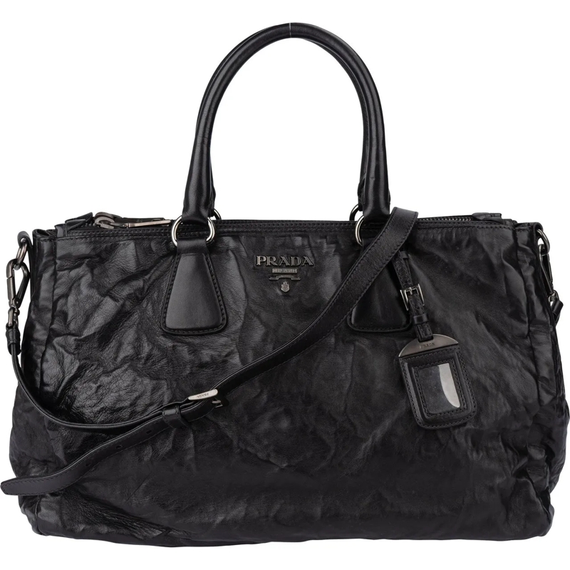 Prada Schultertasche Prada Black Series Nappa Antique Vitello Handbag schwarz