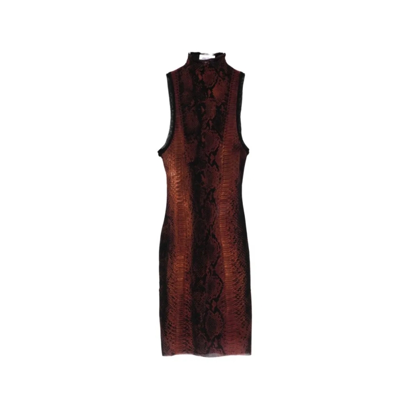 Jean Paul Gaultier Mini-robe Body-Hugging Mini Dress With Snake Print In Silk Brown