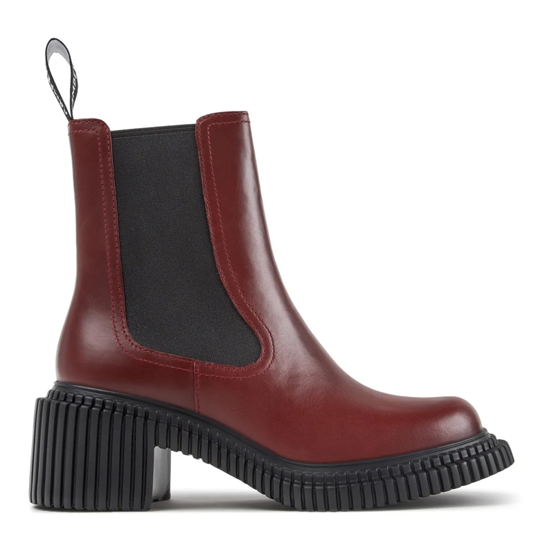 Camper Stiefel Der Pix London, Ihr leichter Wohlfühl-Absatzschuh, burgund