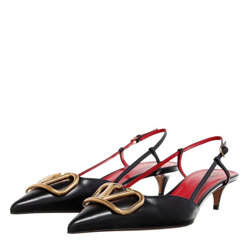 Valentino Garavani Pumps Slingback Antique Brass Logo Nero(Image 3)
