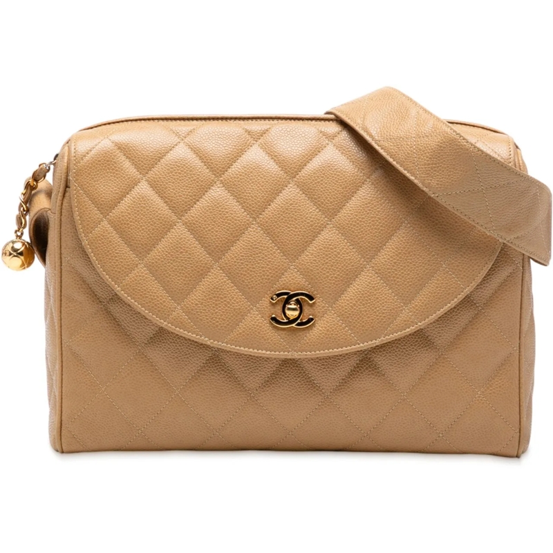 Chanel Sac à bandoulière CC Quilted Caviar Camera Bag braun
