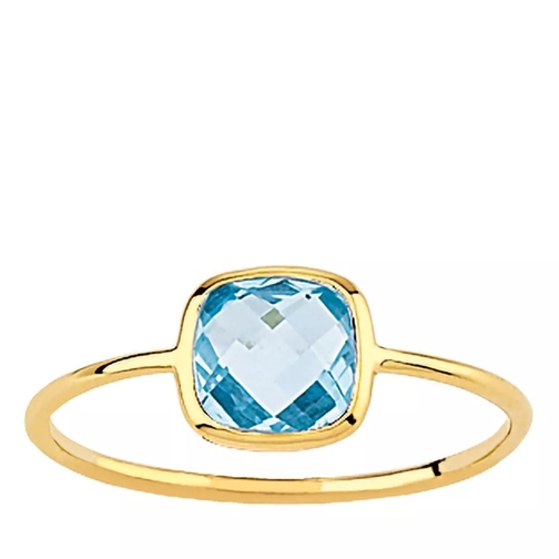 Indygo Chance Ring Blue Topaz Yellow Gold Bague solitaire