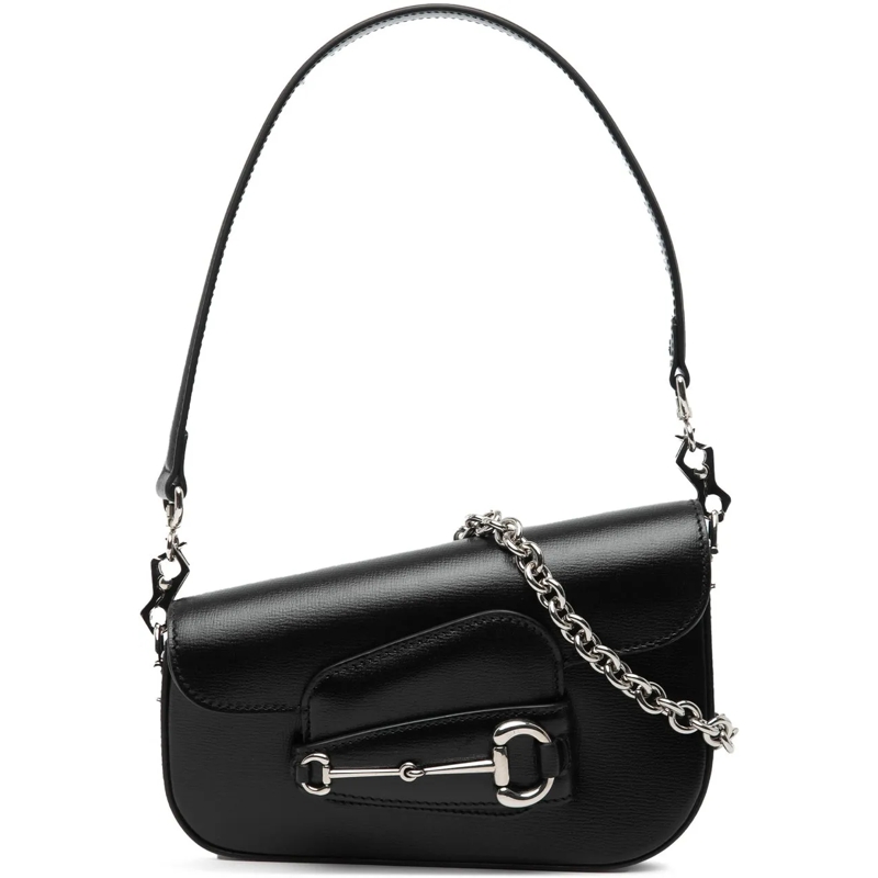 Gucci Schultertasche Mini Leather Asymmetric Horsebit 1955 Satchel braun