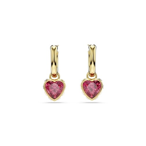 Swarovski Creole Chroma drop earrings, Heart, Gold-tone plated Red (Image 2)